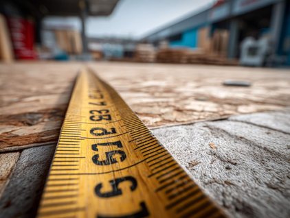 Folding rule laid across a floor transition to document its height