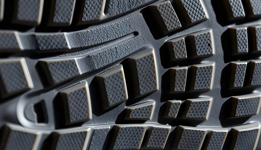Shoe sole tread pattern, close up