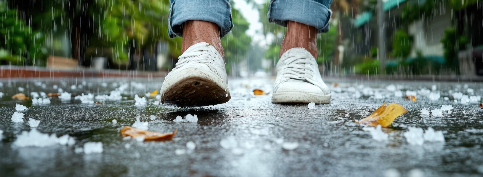 Forensic documentation of a walking-surface defect with a scale reference